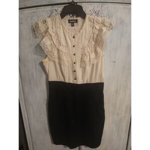 Bebe Vintage Lace Dress Sm Black Y2K Cottage Core Ruffled Feminine